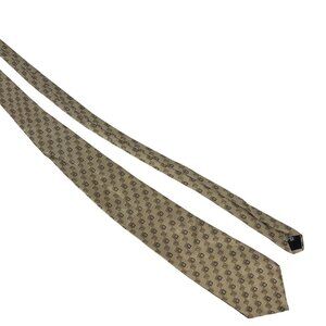 Crazy Horse Mens Gold Silk Geometric Pattern Necktie Claiborne Company